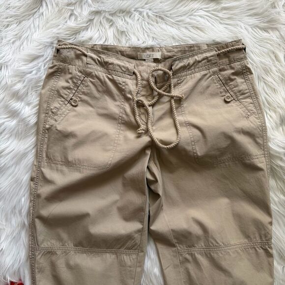 Ann Taylor Loft Joggers Size 4 Khaki Lightweight Drawstring Waist Pockets - Picture 3 of 7